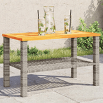 vidaXL Tavolo da Giardino Grigio 70x38x42 cm Polyrattan e Legno Acacia