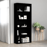 vidaXL Libreria a 5 Ripiani Nera 80x30x189 cm in Truciolato