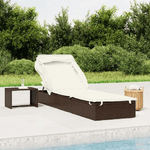 vidaXL Lettino con Tetto Pieghevole Marrone 213x63x97 cm Polyrattan