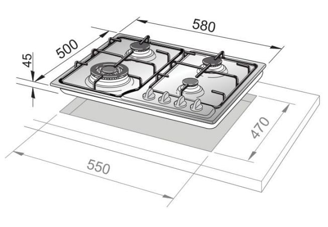 De’Longhi-FFA-46-ASV-piano-cottura-Stainless-steel-Da-incasso-60-cm-Gas-4-Fornello-i-