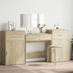 vidaXL Set da Toeletta 4 pz Rovere Sonoma in Legno Multistrato