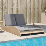 vidaXL Lettino Prendisole con Cuscini Beige 114x205x73 cm Polyrattan