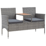 vidaXL Panca da Giardino 2 Posti con Tavolino 143 cm Polyrattan Grigio