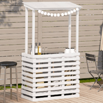 vidaXL Tavolo Bar da Esterno con Tetto Bianco 112,5x57x195,5 cm Legno