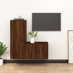 Set Mobili Porta TV 2 pz Rovere Marrone in Legno ingegnerizzato