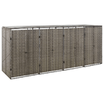 vidaXL Copribidone Quadruplo Grigio 274x80x117 cm in Polyrattan