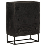 vidaXL Cassettiera Nera 55x30x76 cm in Legno Massello di Mango e Ferro