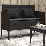 vidaXL Panca da Giardino con Cuscini Nera in Polyrattan