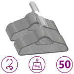 vidaXL Set Appendiabiti 50 pz Antiscivolo Grigio in Velluto