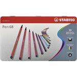 Stabilo Pennarello Premium - STABILO Pen 68 - Scatola in Metallo da 30 - Colori assortiti