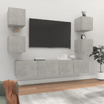 vidaXL Set di Mobili Porta TV 6 pz Grigio Cemento in Legno ingegnerizzato