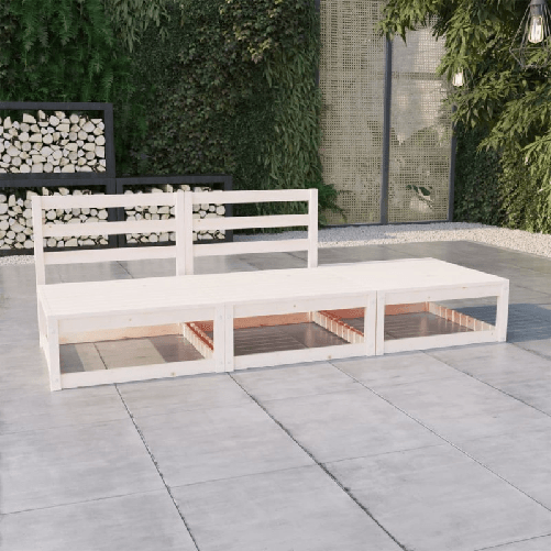 vidaXL Set Divani da Giardino 3 pz Bianco in Legno Massello di Pino