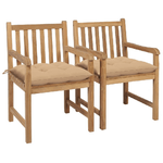 vidaXL Sedie da Giardino 2 pz con Cuscini Beige Massello di Teak