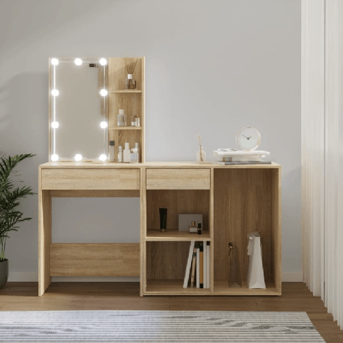 vidaXL Toeletta LED con Armadietto in Legno Multistrato Rovere Sonoma