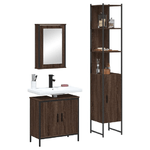 vidaXL Set Mobili da Bagno 3 pz Rovere Marrone in Legno Multistrato