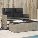 vidaXL Panca Reclinabile Giardino con Cuscini Grigio Chiaro Polyrattan