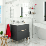 Dmora Mobile sottolavabo Dosimhe, Sotto lavabo bagno, Mobiletto da bagno con specchio