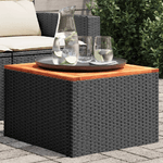 vidaXL Tavolo da Giardino Nero 55x55x37 cm Polyrattan e Legno Acacia