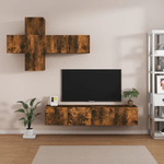 Set di Mobili Porta TV 7 pz Rovere Fumo in Legno Ingegnerizzato