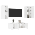 vidaXL Mobili TV a Muro con LED 4pz Bianchi in Legno ingegnerizzato