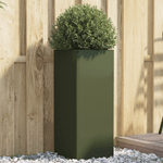 vidaXL Fioriera Verde Oliva 32x27,5x75 cm in Acciaio Laminato a Freddo