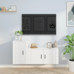 Set di Mobili Porta TV 2 pz Bianco in Legno ingegnerizzato