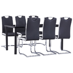 vidaXL Set Sala da Pranzo 7 pz in Similpelle Nero