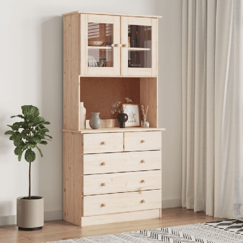 vidaXL Credenza ALTA 77x35x165 cm in Legno Massello di Pino