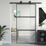 VidaXL Porta Scorrevole Nera 102,5x205 cm Vetro Temperato e Alluminio