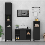 Set Mobili da Bagno 3 pz Nero in Legno ingegnerizzato