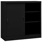 vidaXL Armadio per Ufficio Anta Scorrevole Nero 90x40x90cm Acciaio