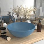 vidaXL Lavandino da Bagno in Ceramica Azzurro Rotondo