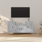 Set di Mobili Porta TV 3 pz Grigio Cemento in Legno ingegnerizzato