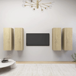 vidaXL Mobili TV Rovere Sonoma 4 pz 30,5x30x90 cm in Truciolato