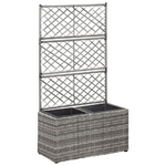 vidaXL Letto Rialzato a Traliccio 2 Vasi 58x30x107cm Polyrattan Grigio