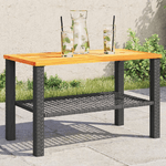 vidaXL Tavolo da Giardino Nero 70x38x42cm in Polyrattan e Legno Acacia