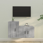 Set Mobili Porta TV 2 pz Grigio Sonoma in Legno ingegnerizzato