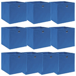 vidaXL Scatole Portaoggetti con Coperchi 10pz Blu 32x32x32 cm Tessuto