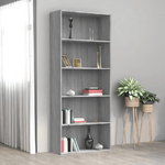 Libreria 5 Ripiani Grigio Sonoma 80x30x189 cm Legno ingegnerizzato