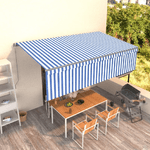 vidaXL Tenda Sole Retrattile Manuale con Parasole 5x3m Blu e Bianco