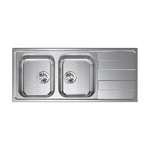 Lavello EVHOC serie AURA L 116x50 cm 2 vasche sinistre + gocciolatoio acciaio inox AISI 304 03AURASL