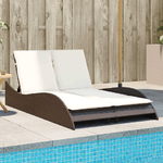 vidaXL Lettino Prendisole con Cuscini Marrone 114x205x73 cm Polyrattan