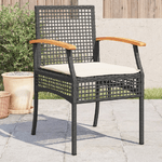 vidaXL Sedie da Giardino con Cuscini 4 pz Nere in Polyrattan e Acacia