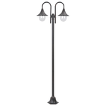 vidaXL Lampione da Giardino E27 220 cm in Alluminio 2 Lampade Bronzo