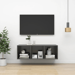 vidaXL Armadietto a Parete per TV Grigio Lucido 37x37x107cm Truciolato