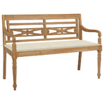 vidaXL Panca Batavia con Cuscino Crema 120 cm Massello di Teak