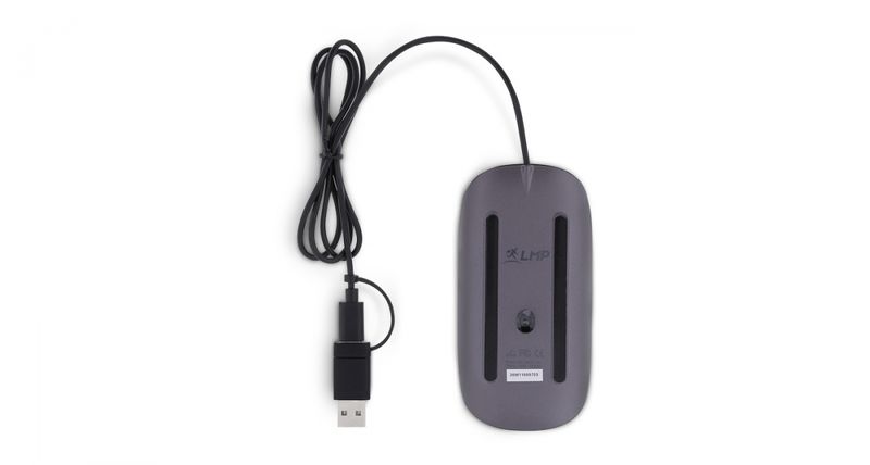 LMP-Easy-Mouse-USB-C-2-tasti---scroll-ottico-1600-dpi-Grigio-siderale---nero-con-adattatore-USB3.0