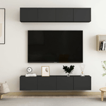 vidaXL Mobili TV 4 pz Nero 80x30x30 cm in Truciolato