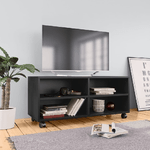 Mobile TV con Ruote Nero 90x35x35 cm in Legno ingegnerizzato