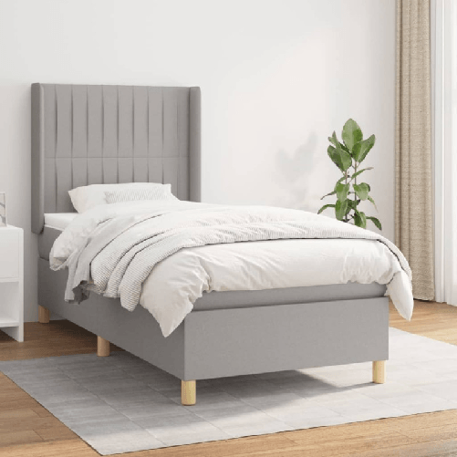 VidaXL Giroletto a Molle con Materasso Grigio Chiaro 90x190 cm Tessuto
